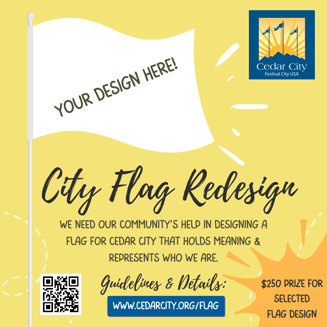 City Flag Redesign flyer with yellow background and blank white flag Opens in new window